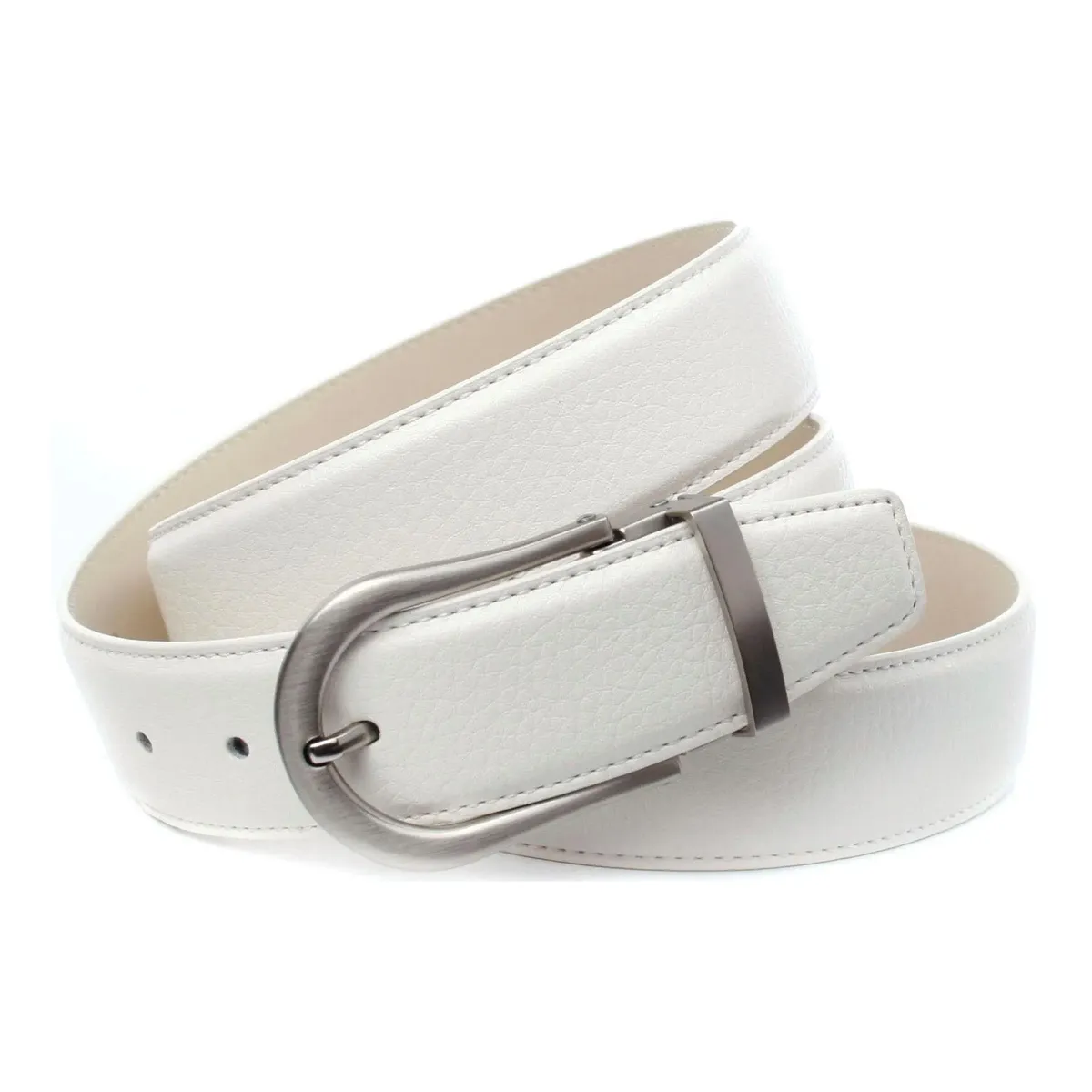Белый кожаный ремень Anthoni Crown с матовой серебряной пряжкой, белый
Белый кожаный ремень Anthoni Crown с матовой серебряной пряжкой, белый