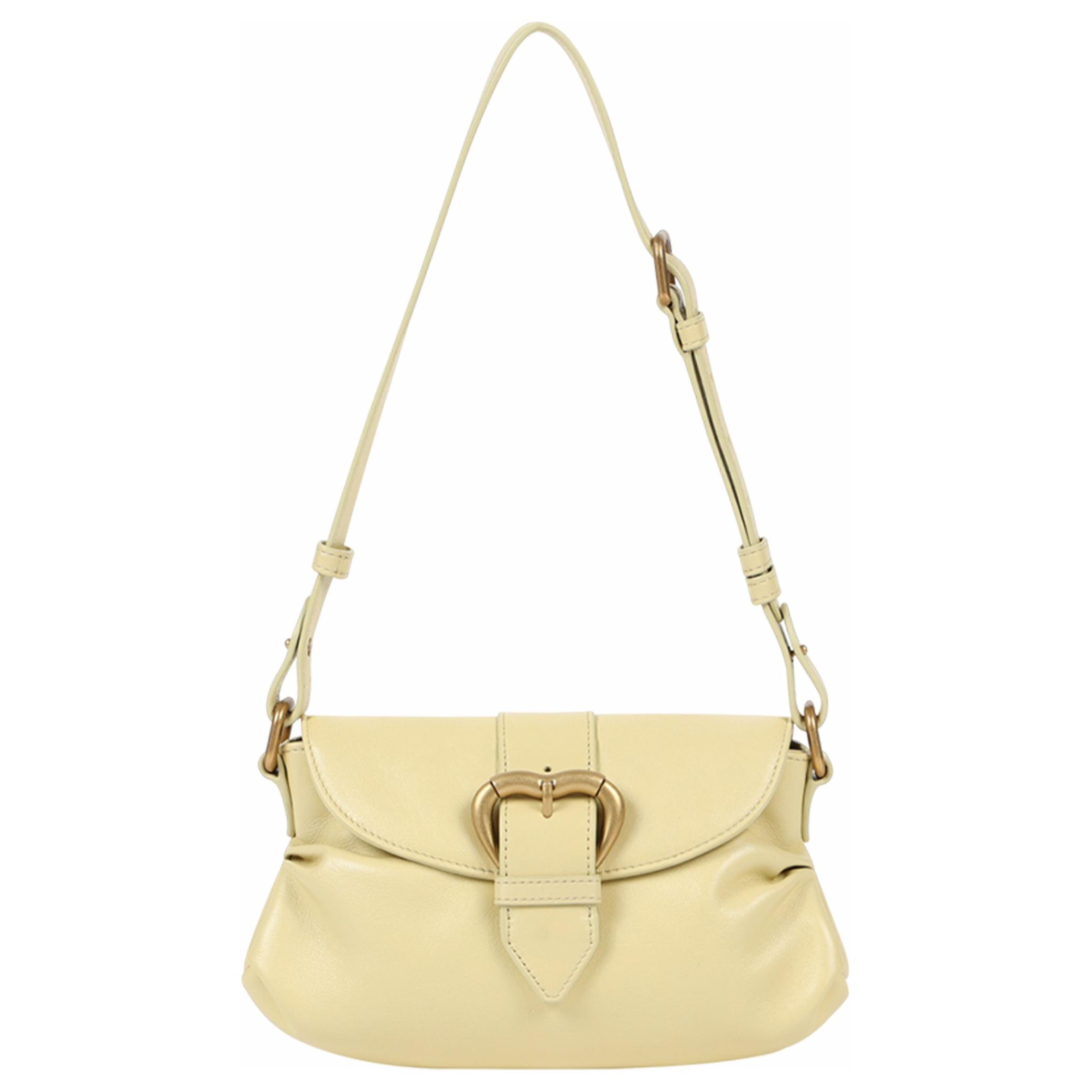 PINKO Кожаная сумка-полумесяц женская маленькая бежевая 
PINKO Кожаная сумка-полумесяц женская маленькая бежевая