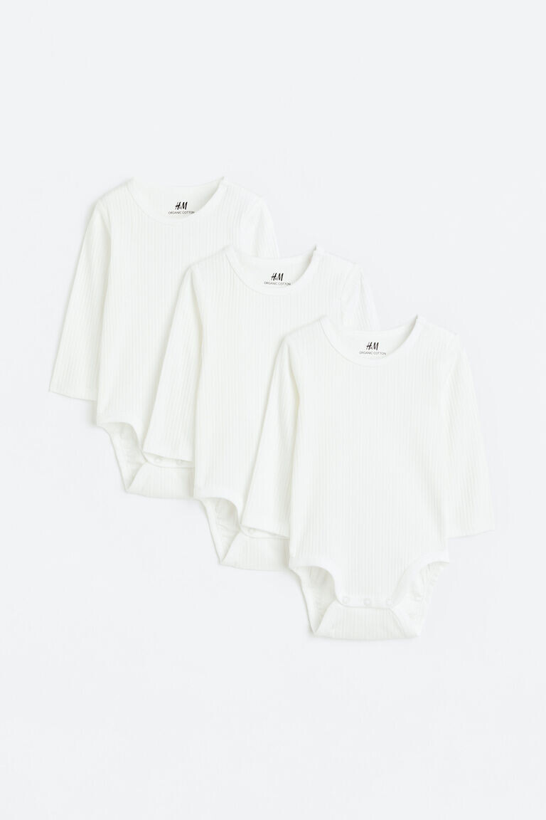 Три пары боди в рубчик H&M, белый
Три пары боди в рубчик H&M, белый