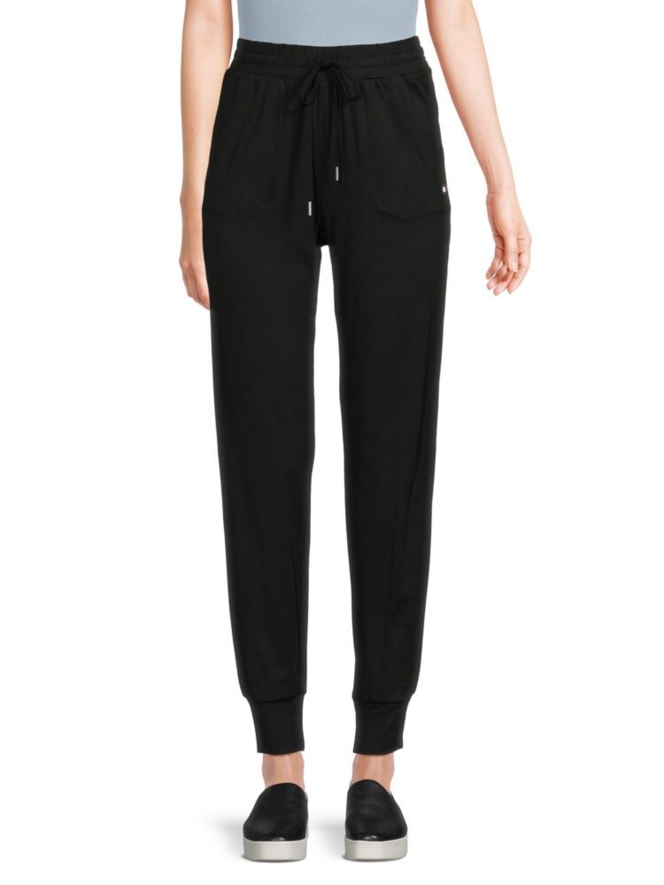 Спортивные брюки с высокой посадкой и шнурком Tommy Hilfiger, черный 
Спортивные брюки с высокой посадкой и шнурком Tommy Hilfiger, черный