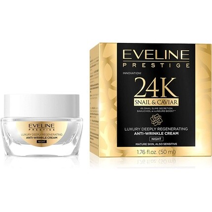 Prestige 24K Ночной лифтинг-крем для лица против морщин с улиткой и икрой 50 мл, Eveline Cosmetics
Prestige 24K Ночной лифтинг-крем для лица против морщин с улиткой и икрой 50 мл, Eveline Cosmetics