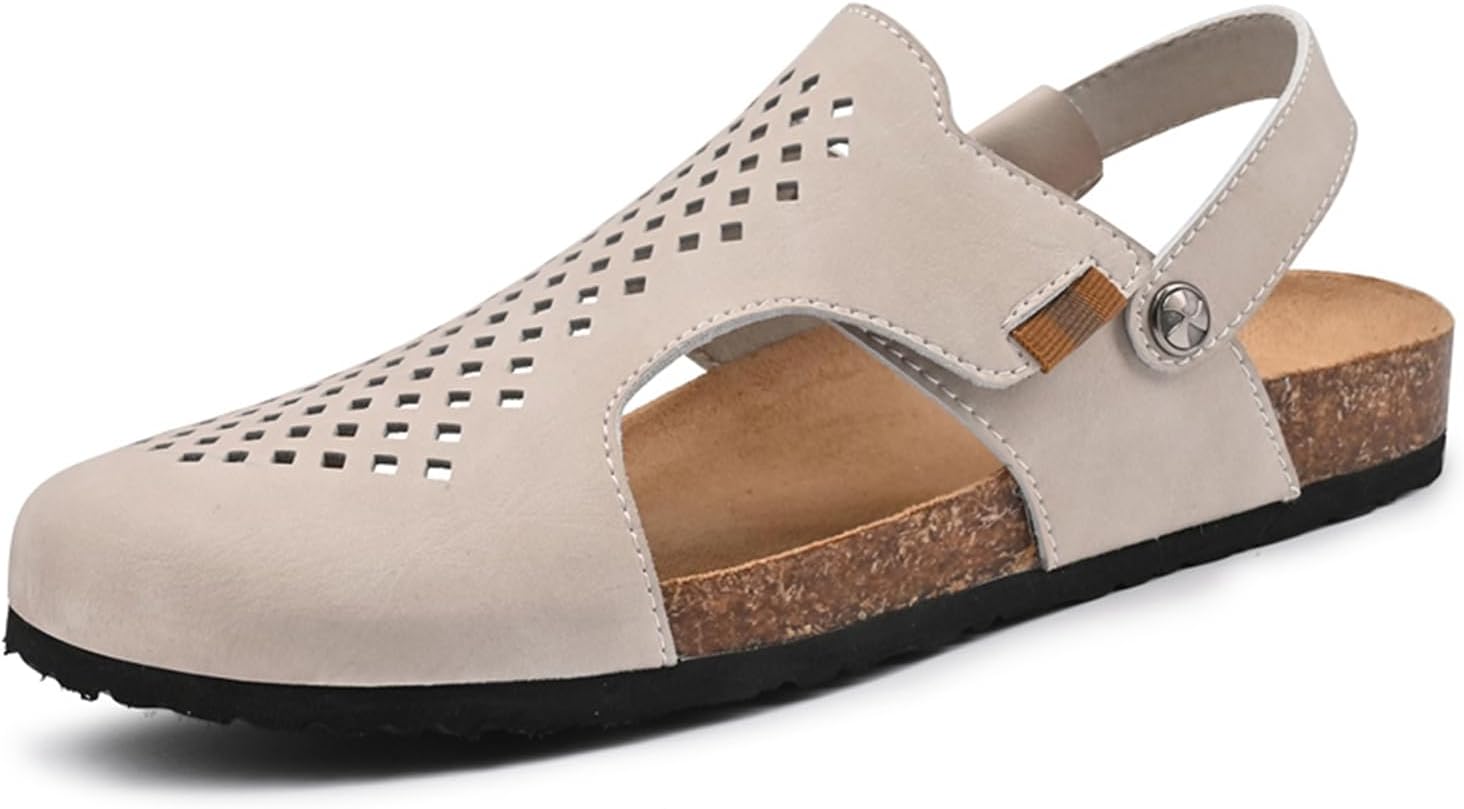 Мужские кожаные сандалии с поддержкой свода стопы, стелькой из пробки, перфорированные сабо, слайд-сандалии, с задником на ремешке, для улицы и пляжа Dacnakby, бежевый
Мужские кожаные сандалии с поддержкой свода стопы, стелькой из пробки, перфорированные сабо, слайд-сандалии, с задником на ремешке, для улицы и пляжа Dacnakby, бежевый