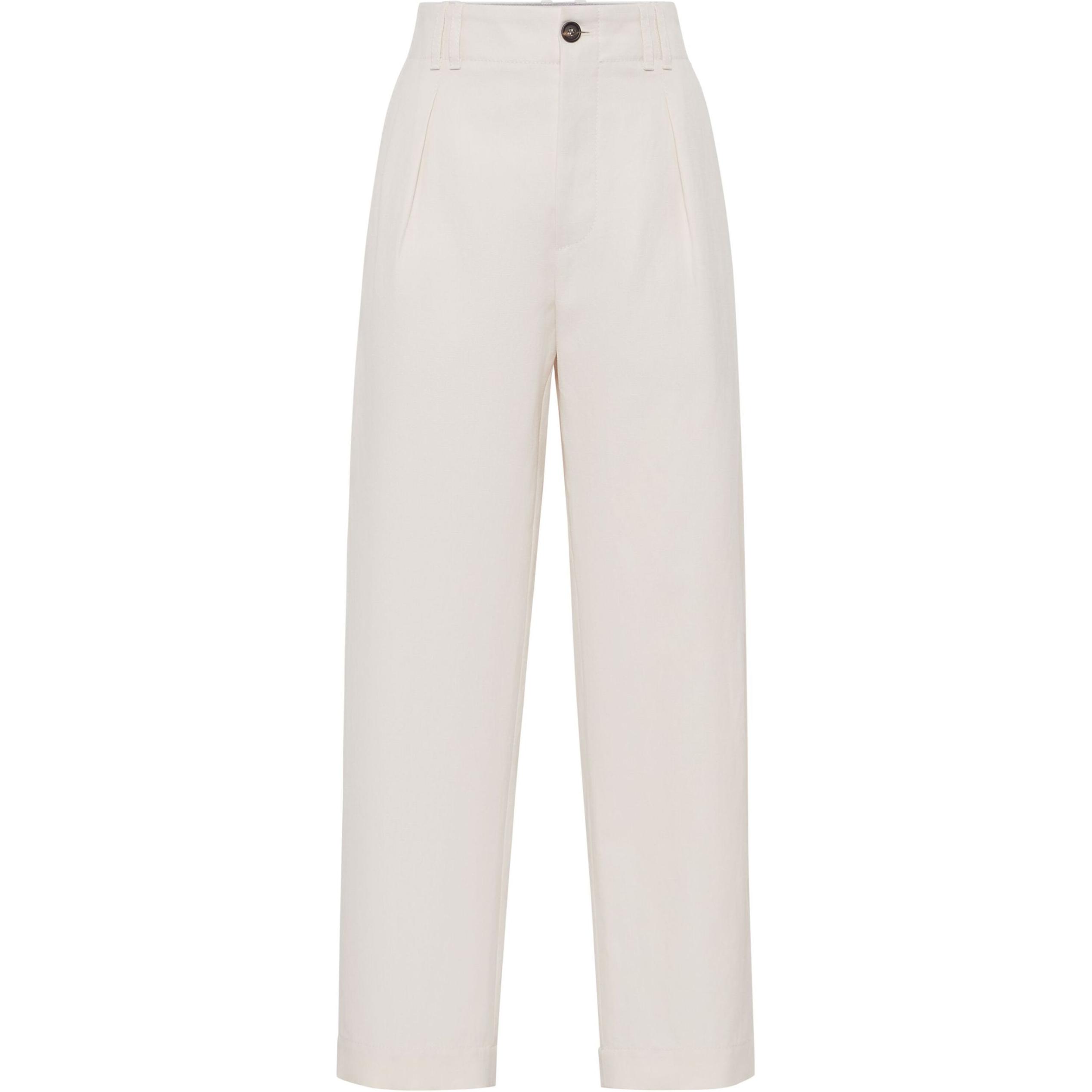 Брюки с передней складкой и прямыми штанинами Brunello Cucinelli, белый
Брюки с передней складкой и прямыми штанинами Brunello Cucinelli, белый