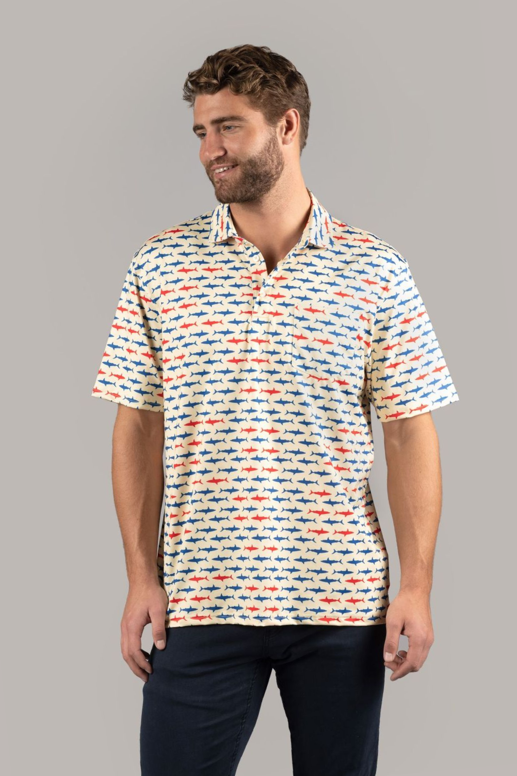 Рубашка поло с желтым принтом «Акулы» American Heritage
Рубашка поло с желтым принтом «Акулы» American Heritage