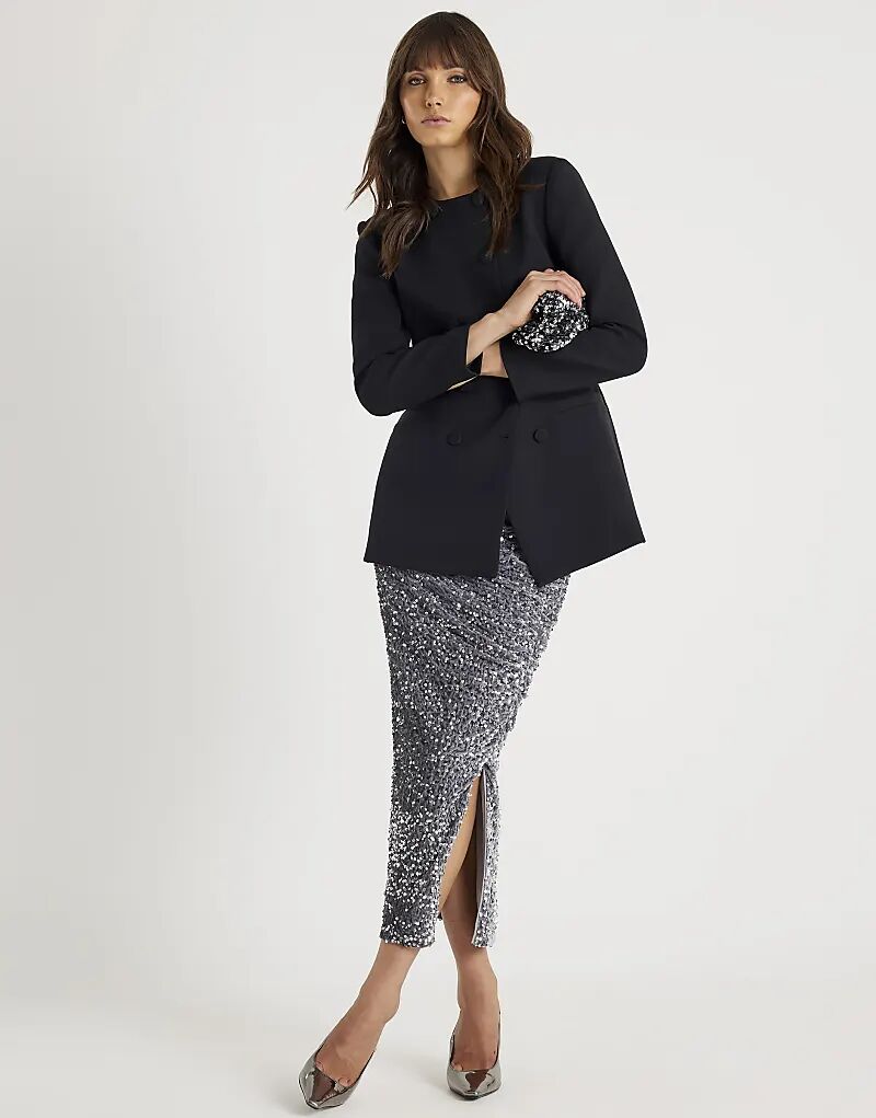 Юбка миди River Island из бархата с пайетками и сборками по бокам серебристого цвета
Юбка миди River Island из бархата с пайетками и сборками по бокам серебристого цвета