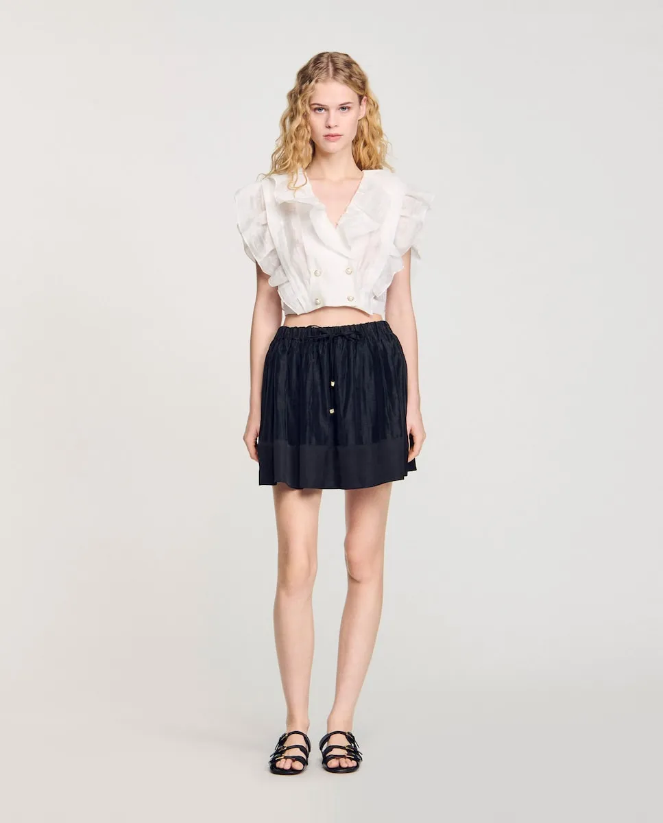 Короткая юбка из двух материалов с эластичной талией Sandro, черный
Короткая юбка из двух материалов с эластичной талией Sandro, черный