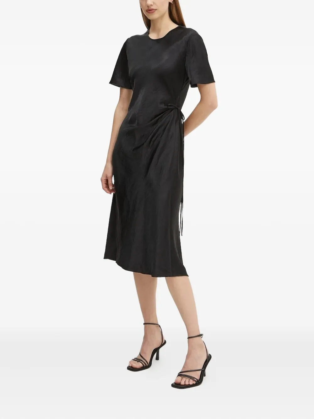 Платье миди с короткими рукавами и завязками по бокам Marc O'Polo, черный 
Платье миди с короткими рукавами и завязками по бокам Marc O'Polo, черный