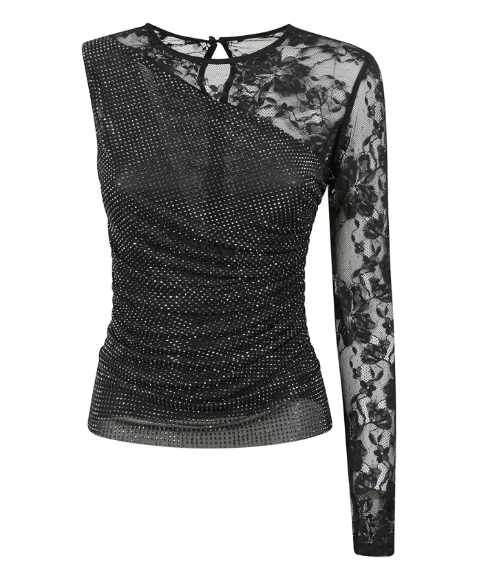 Асимметричный кружевной топ с деталями из страз. Self Portrait, черный
Асимметричный кружевной топ с деталями из страз. Self Portrait, черный