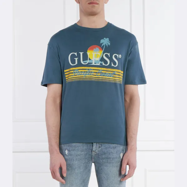 Футболка классического кроя Guess, синий 
Футболка классического кроя Guess, синий
