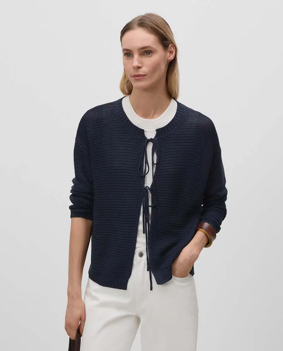 Женский кардиган с коротким бантом Simorra, тёмно-синий
Женский кардиган с коротким бантом Simorra, тёмно-синий