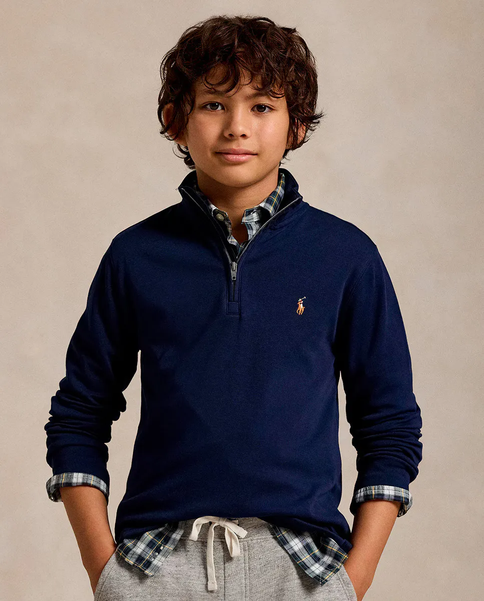 Хлопковая толстовка для мальчика с полумолнией на половину длины Polo Ralph Lauren, темно-синий
Хлопковая толстовка для мальчика с полумолнией на половину длины Polo Ralph Lauren, темно-синий