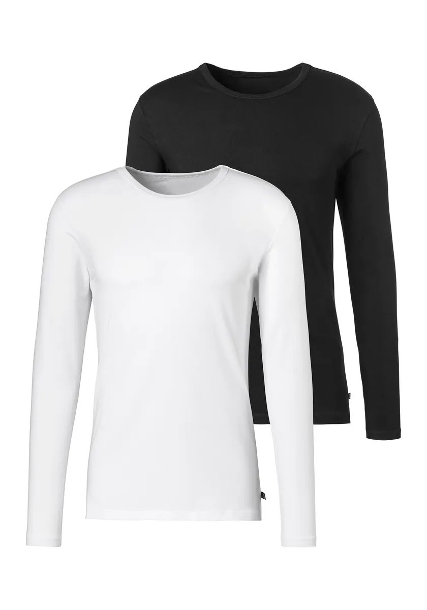 Рубашка H.I.S с длинными рукавами, двойная упаковка нижней рубашки из смесового хлопка, белый