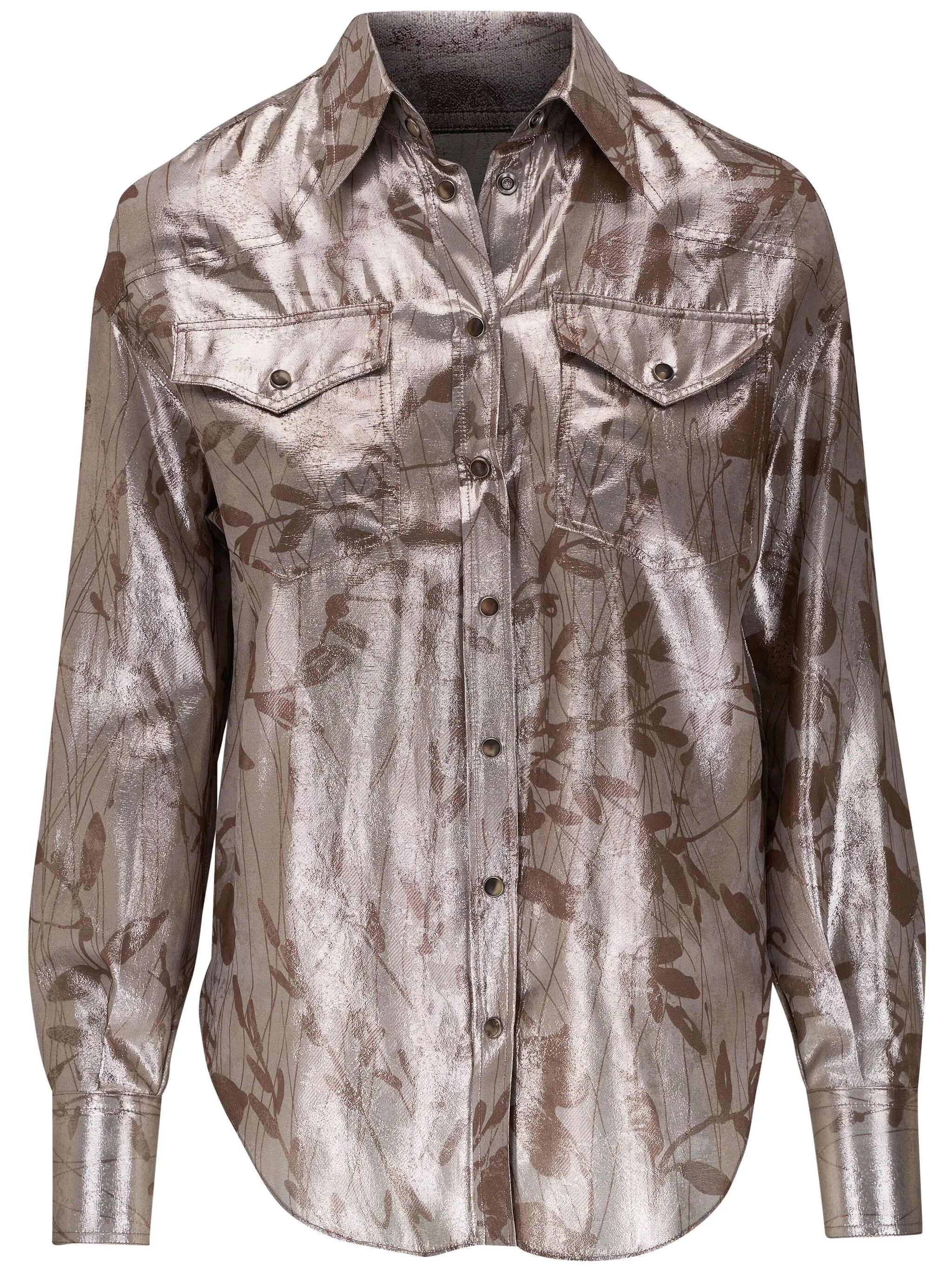 Рубашка с эффектом металлик и цветочным принтом Brunello Cucinelli, серый
Рубашка с эффектом металлик и цветочным принтом Brunello Cucinelli, серый