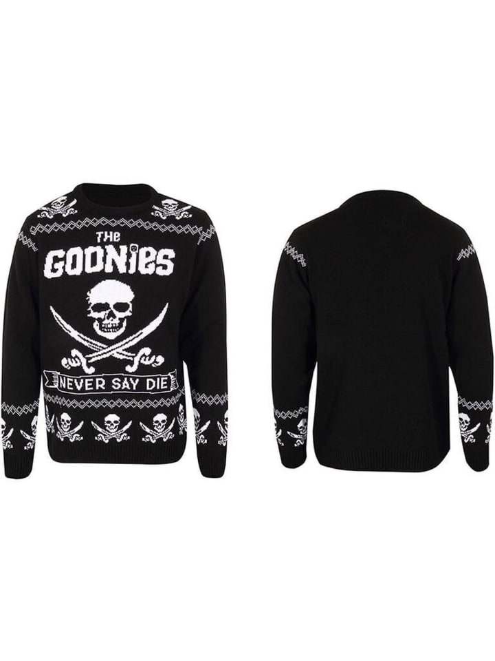 Свитер Never Say Die черного цвета The Goonies
Свитер Never Say Die черного цвета The Goonies