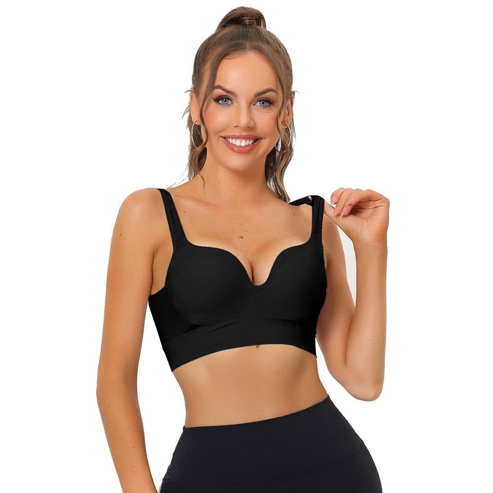 Женские спортивные бюстгальтеры для фитнеса средней ударной нагрузки с беспроводной подкладкой и глубоким V-образным вырезом ALLEGRA K, черный
Женские спортивные бюстгальтеры для фитнеса средней ударной нагрузки с беспроводной подкладкой и глубоким V-образным вырезом ALLEGRA K, черный