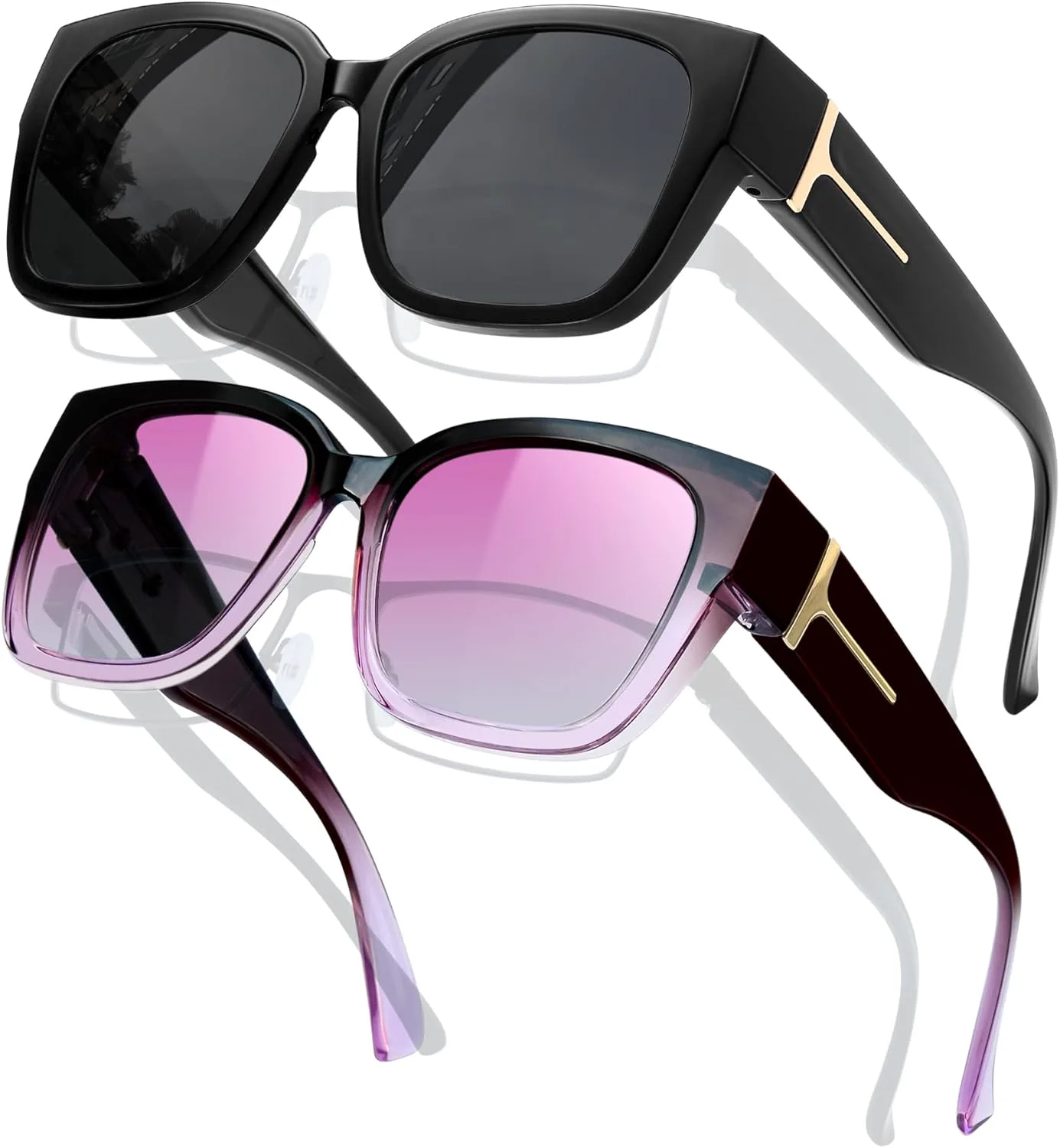 KANASTAL Солнцезащитные очки поверх очков, поляризованные, увеличенного размера, модные, облегающие, комплект из 2 штук, 【a09】black/Black+gradient Purple/Purple
KANASTAL Солнцезащитные очки поверх очков, поляризованные, увеличенного размера, модные, облегающие, комплект из 2 штук, 【a09】black/Black+gradient Purple/Purple