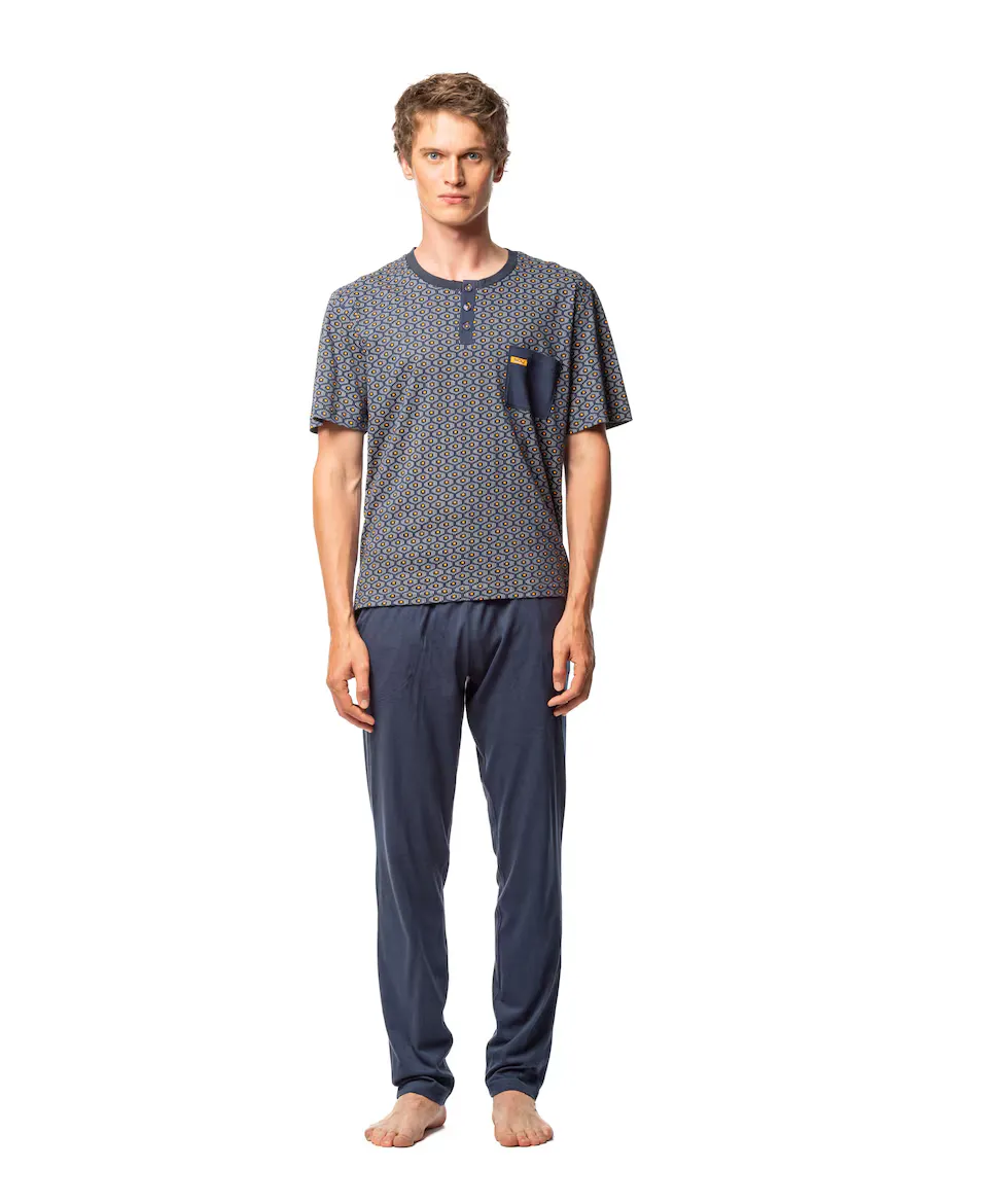 Мужская длинная трикотажная пижама с планкой SOY, темно-синий
Мужская длинная трикотажная пижама с планкой SOY, темно-синий
