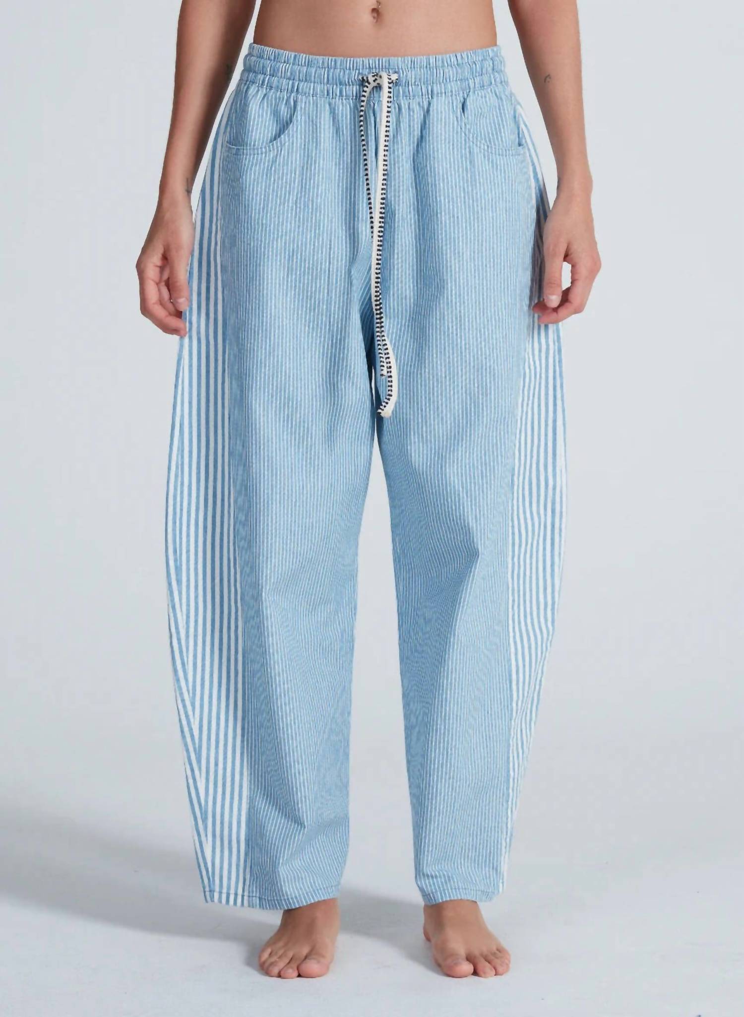 Канкун Высокие Брюки в Синюю Полоску ASKK NY 
Канкун Высокие Брюки в Синюю Полоску ASKK NY