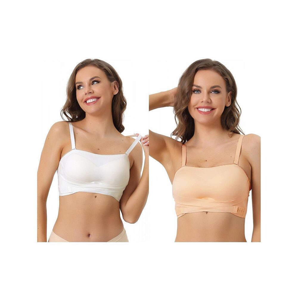 2 упаковки женских бюстгальтеров без бретелек, регулируемые бретели без косточек, бюстгальтер без косточек со съемными подушечками ALLEGRA K, цвет White Beige 
2 упаковки женских бюстгальтеров без бретелек, регулируемые бретели без косточек, бюстгальтер без косточек со съемными подушечками ALLEGRA K, цвет White Beige