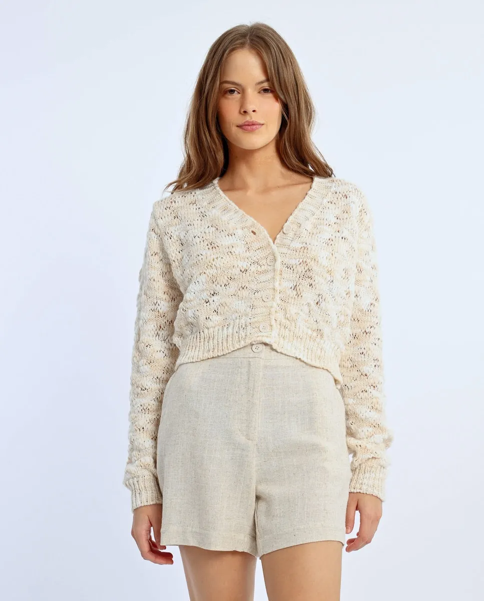 Женский кардиган из смешанной вязки с застежкой на пуговицы Lili Sidonio, бежевый
Женский кардиган из смешанной вязки с застежкой на пуговицы Lili Sidonio, бежевый