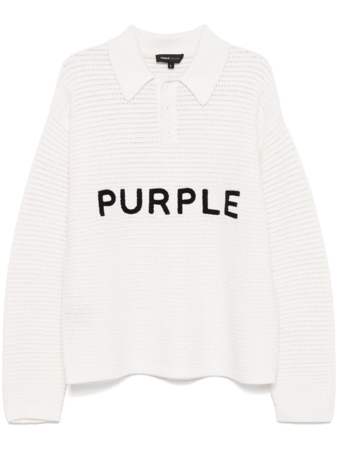 Поло-свитер с вышитым логотипом Purple Brand, белый
Поло-свитер с вышитым логотипом Purple Brand, белый