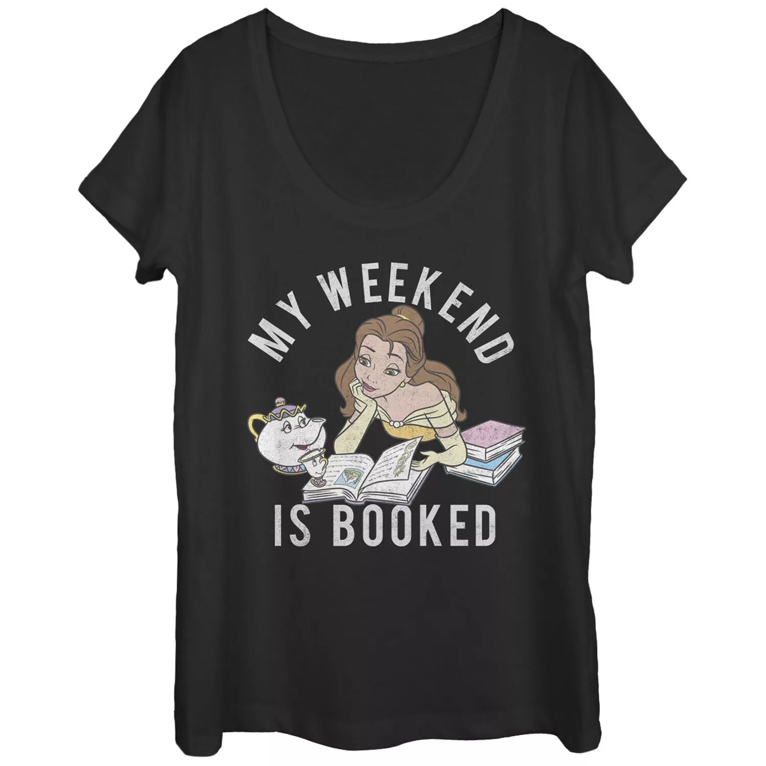 Футболка с овальным вырезом «Красавица Диснея и чудовище» для юниоров «Мои выходные забронированы» Licensed Character