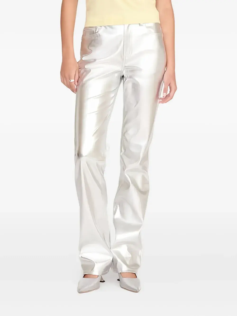 Брюки с металлическим эффектом Staud, серебристый
Брюки с металлическим эффектом Staud, серебристый