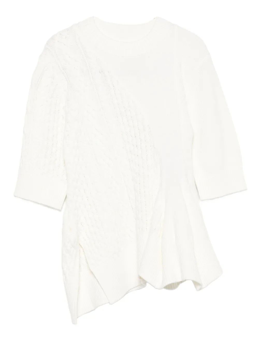 Расклешенный топ с косичной вязкой SACAI, белый
Расклешенный топ с косичной вязкой SACAI, белый