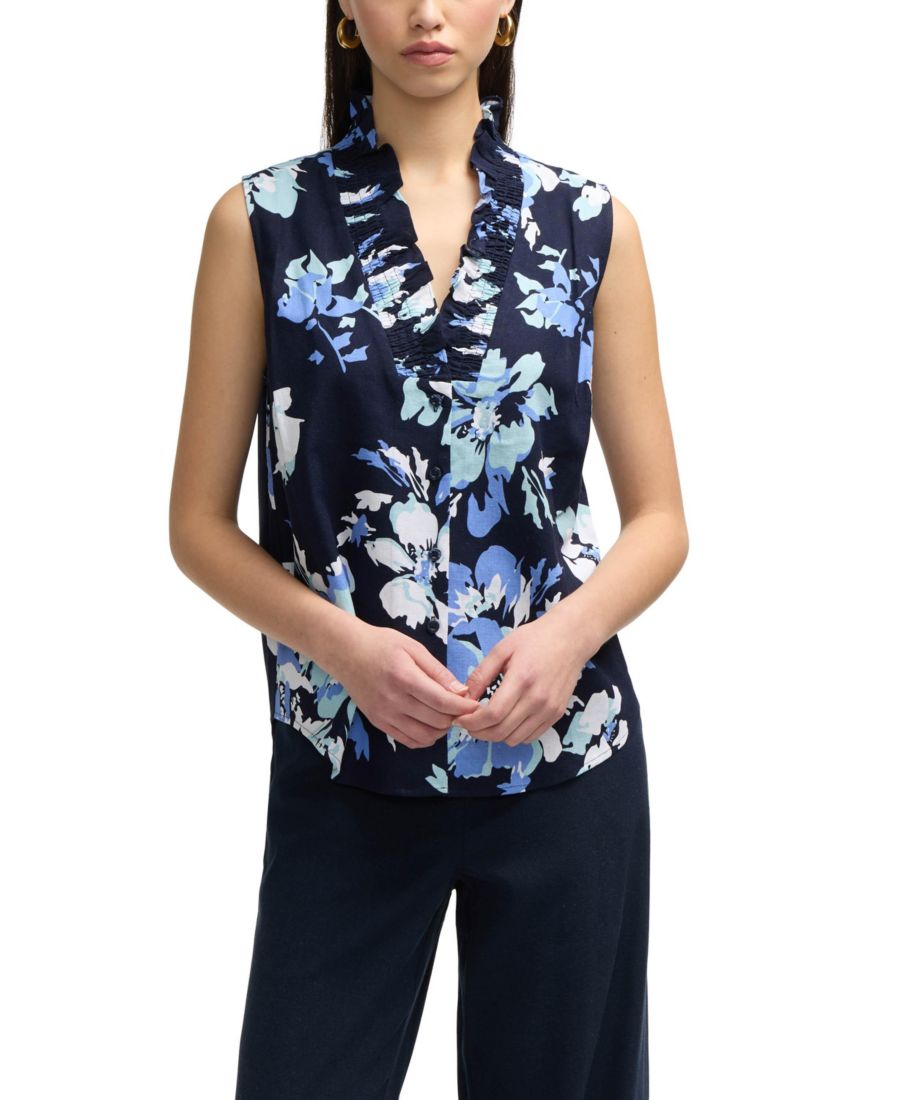 Женская блузка без рукавов с оборками на воротнике Ellen Tracy, Navy bouquet
Женская блузка без рукавов с оборками на воротнике Ellen Tracy, Navy bouquet