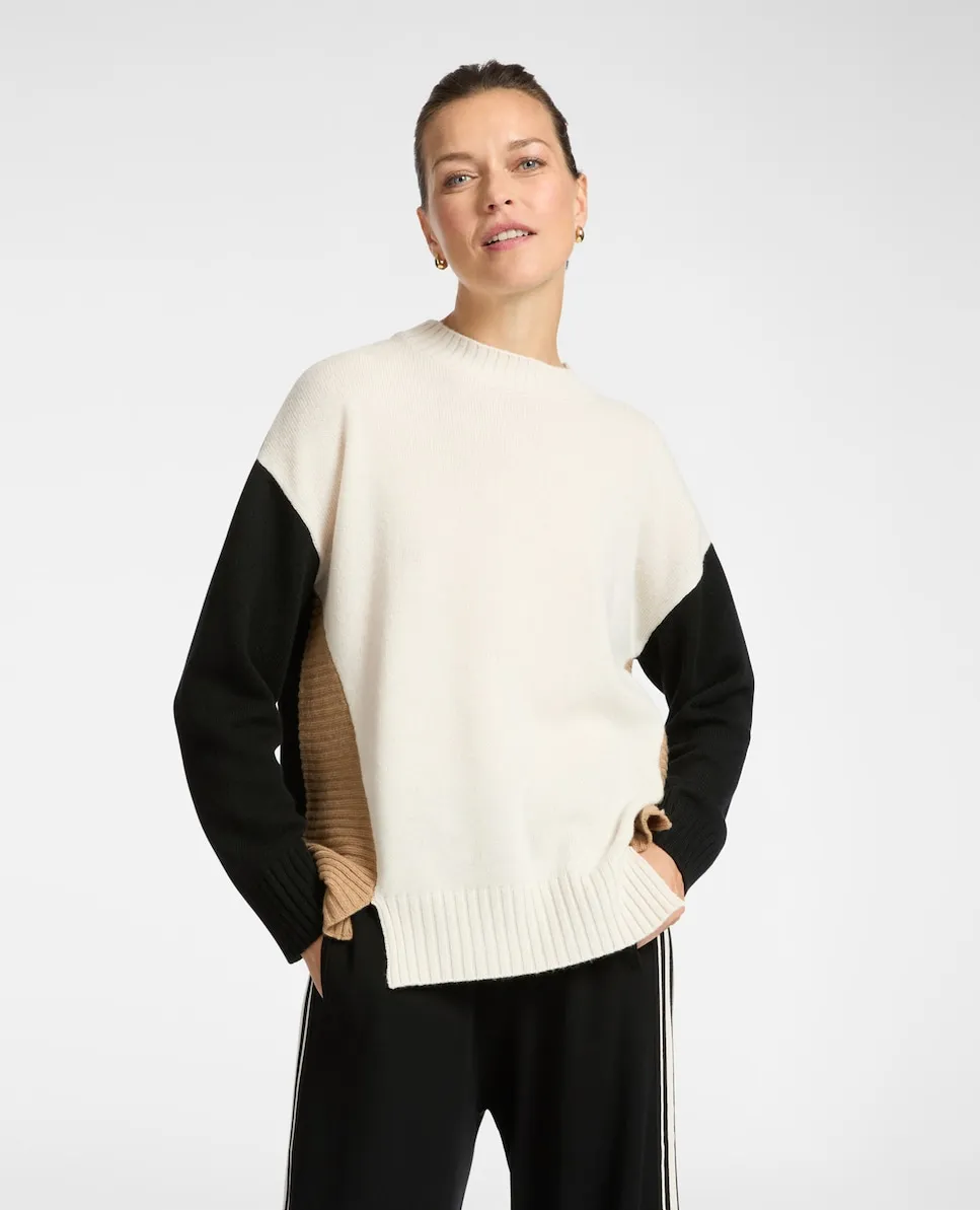 Женский джемпер в стиле колор-блок с резинкой на краях Elena Miró, бежевый
Женский джемпер в стиле колор-блок с резинкой на краях Elena Miró, бежевый