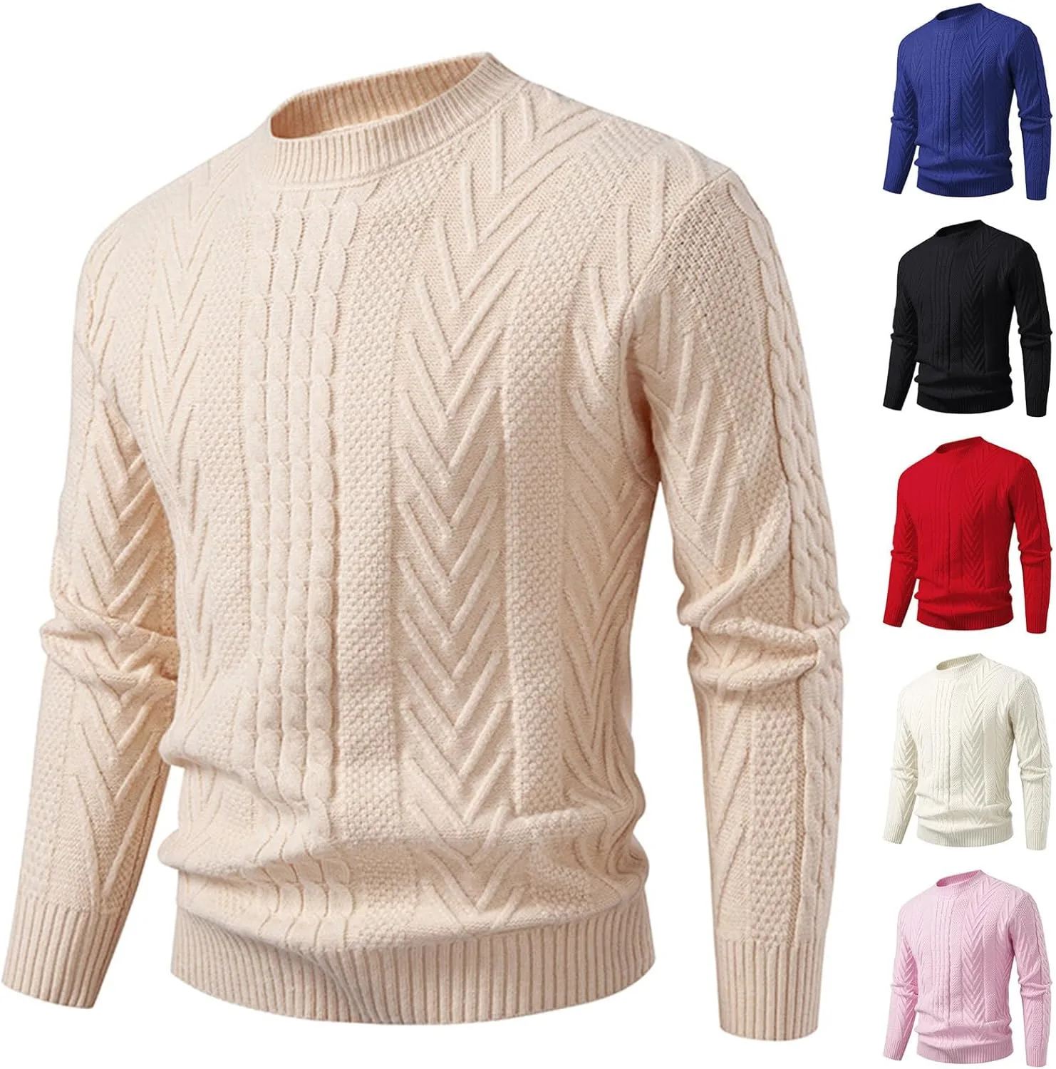 Мужской свитер с длинным рукавом, кабельной вязкой и эластичной резинкой
Мужской свитер с длинным рукавом, кабельной вязкой и эластичной резинкой