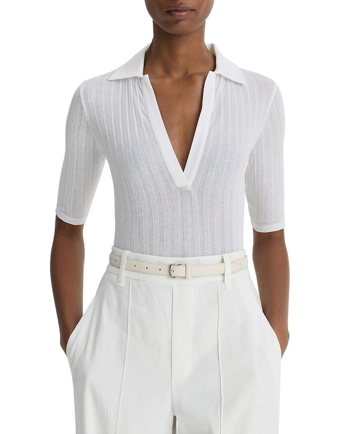 Хлопковый топ-поло с рукавами до локтя Vince, белый
Хлопковый топ-поло с рукавами до локтя Vince, белый