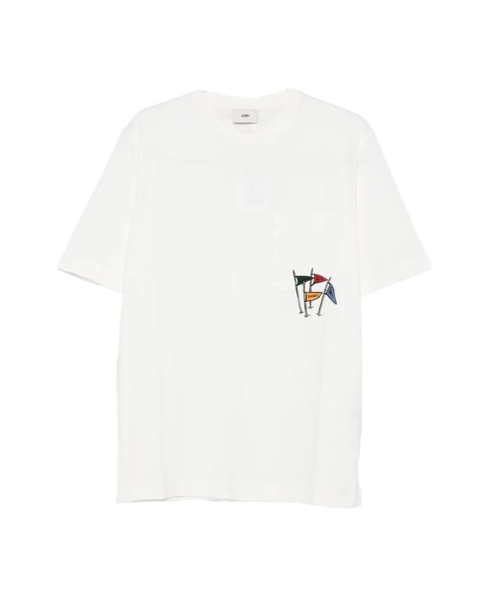 Хлопковая футболка с круглым вырезом и изображением белого флага Autry, белый
Хлопковая футболка с круглым вырезом и изображением белого флага Autry, белый