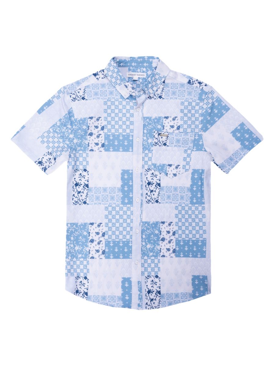 Рубашка-стрейч из сирсакера в стиле пэчворк Vintage Summer, синий
Рубашка-стрейч из сирсакера в стиле пэчворк Vintage Summer, синий