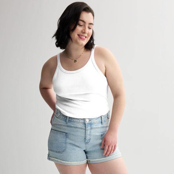 Женская плюс сайз майка с круглым вырезом и рубчиком So, белый
Женская плюс сайз майка с круглым вырезом и рубчиком So, белый