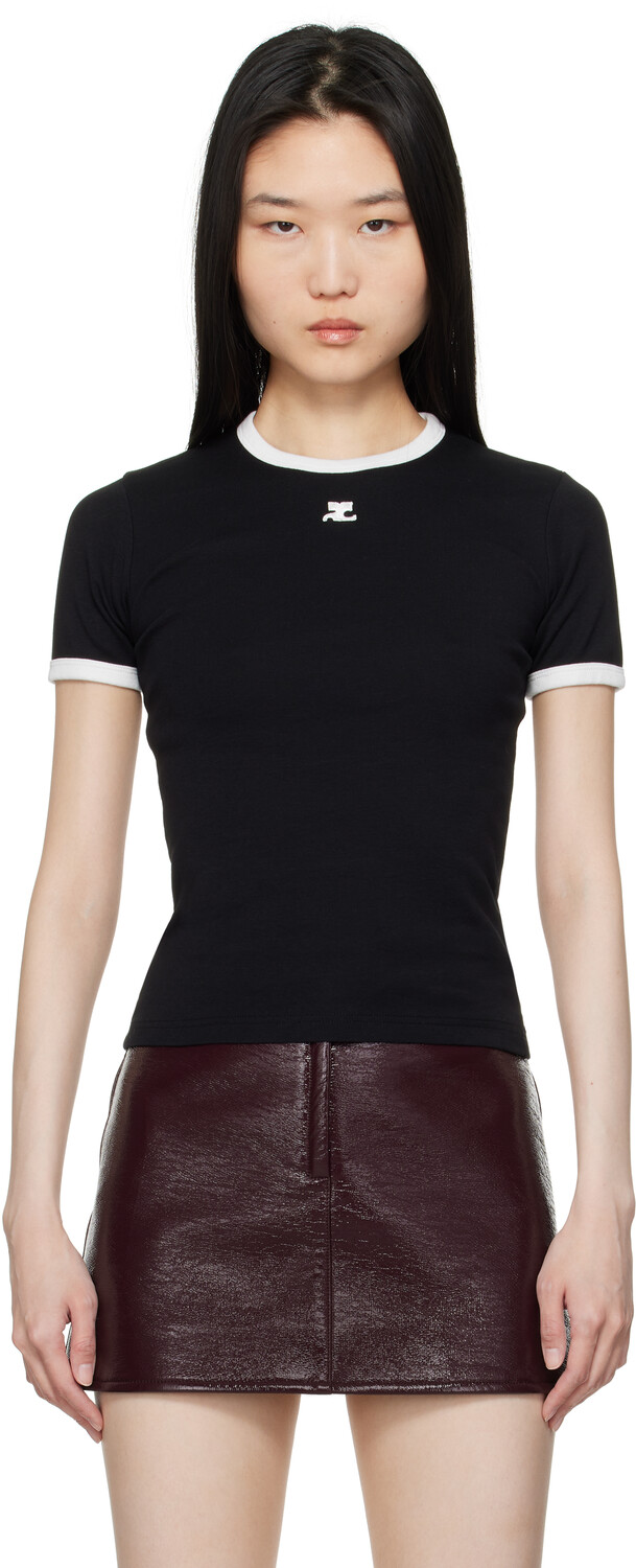 Футболка контрастная с черно-белым принтом Courreges
Футболка контрастная с черно-белым принтом Courreges