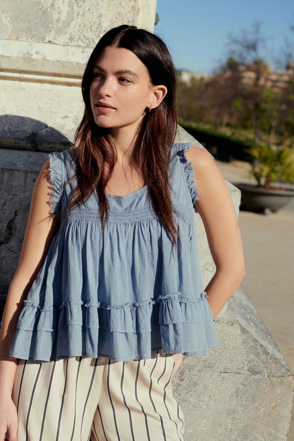 Топ без рукавов с необработанным краем и круглым вырезом из 100% хлопка Next, синий
Топ без рукавов с необработанным краем и круглым вырезом из 100% хлопка Next, синий