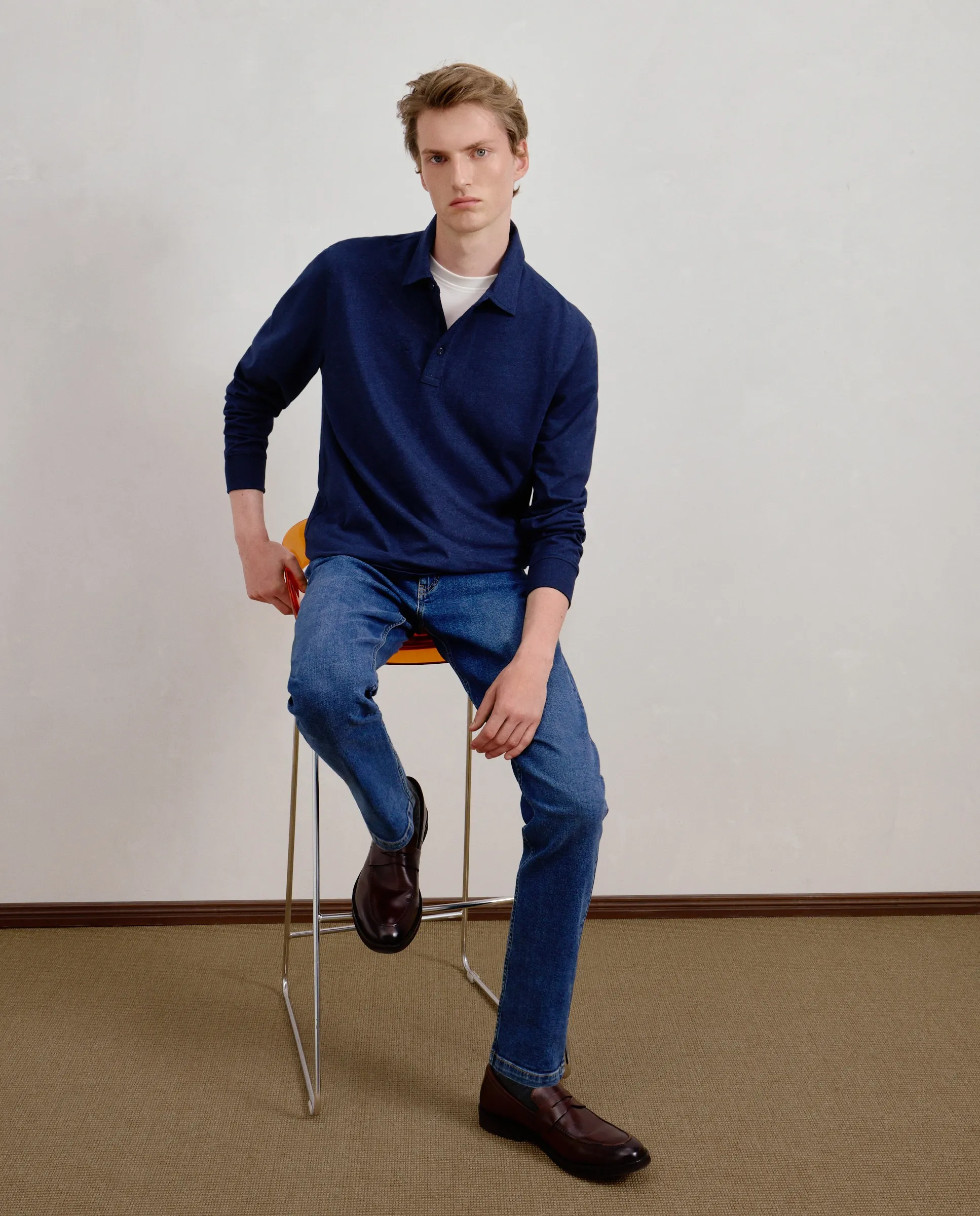 Поло с длинным рукавом меланж мужское Dustin, темно-синий
Поло с длинным рукавом меланж мужское Dustin, темно-синий