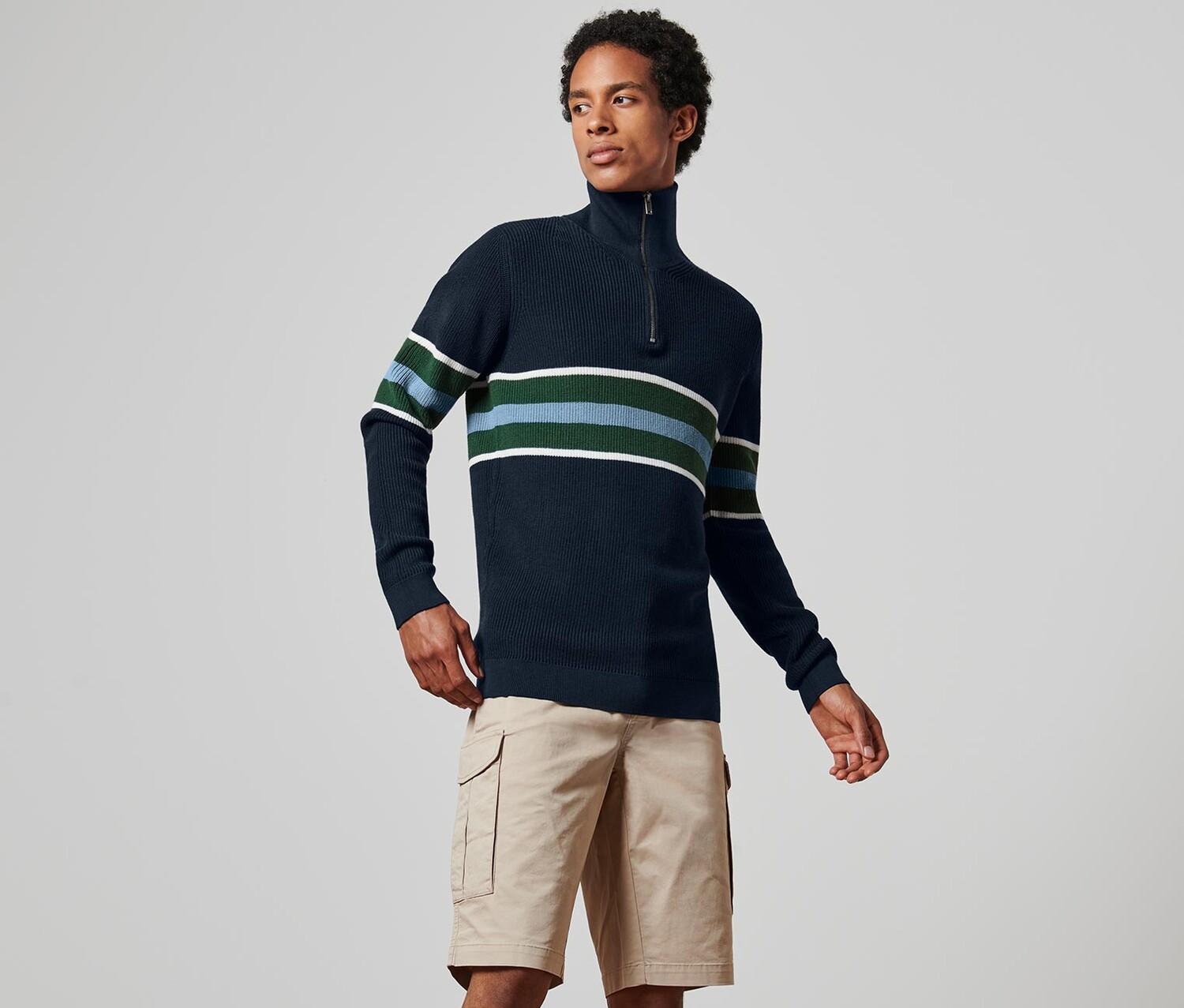 Свитер Tchibo в полоску с воротником на молнии, темно-синий
Свитер Tchibo в полоску с воротником на молнии, темно-синий