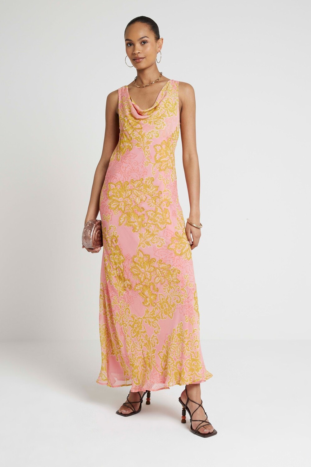 Платье макси с воротником-хомутом River Island, розовый
Платье макси с воротником-хомутом River Island, розовый