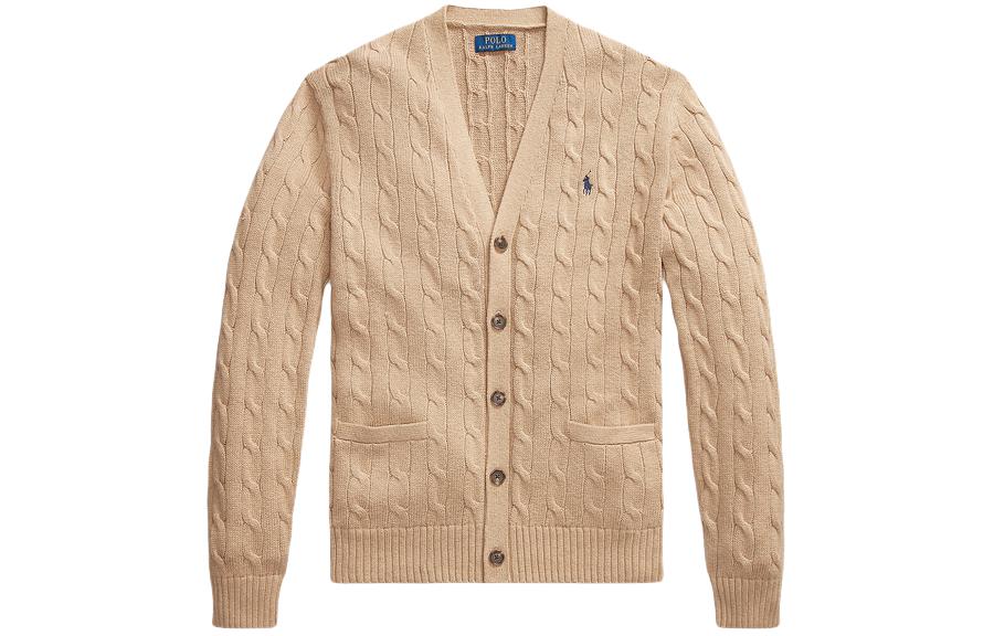 Кардиган с вышивкой пони и косой вязкой Polo Ralph Lauren, верблюжий 
Кардиган с вышивкой пони и косой вязкой Polo Ralph Lauren, верблюжий