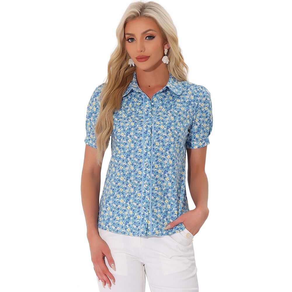 Блузка с воротником «Питер Пэн» для женщин, женская рубашка с контрастной отделкой и пышными рукавами, крестьянская рубашка с цветочным принтом ALLEGRA K, цвет Light Blue
Блузка с воротником «Питер Пэн» для женщин, женская рубашка с контрастной отделкой и пышными рукавами, крестьянская рубашка с цветочным принтом ALLEGRA K, цвет Light Blue