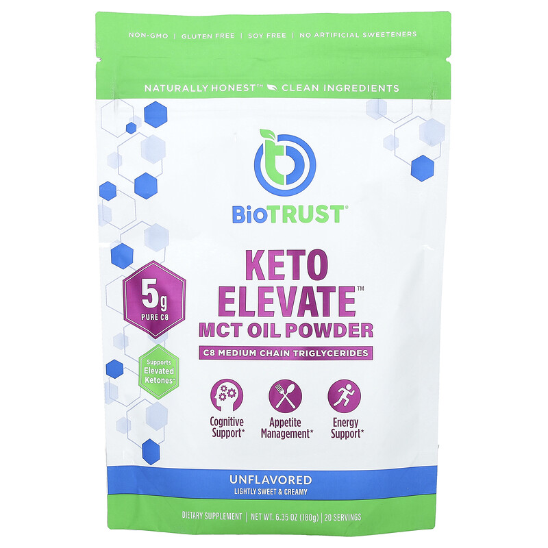 BioTRUST, Keto Elevate , масло со среднецепочечными триглицеридами в порошке, без добавок, 180 г (6,35 унции)
BioTRUST, Keto Elevate , масло со среднецепочечными триглицеридами в порошке, без добавок, 180 г (6,35 унции)