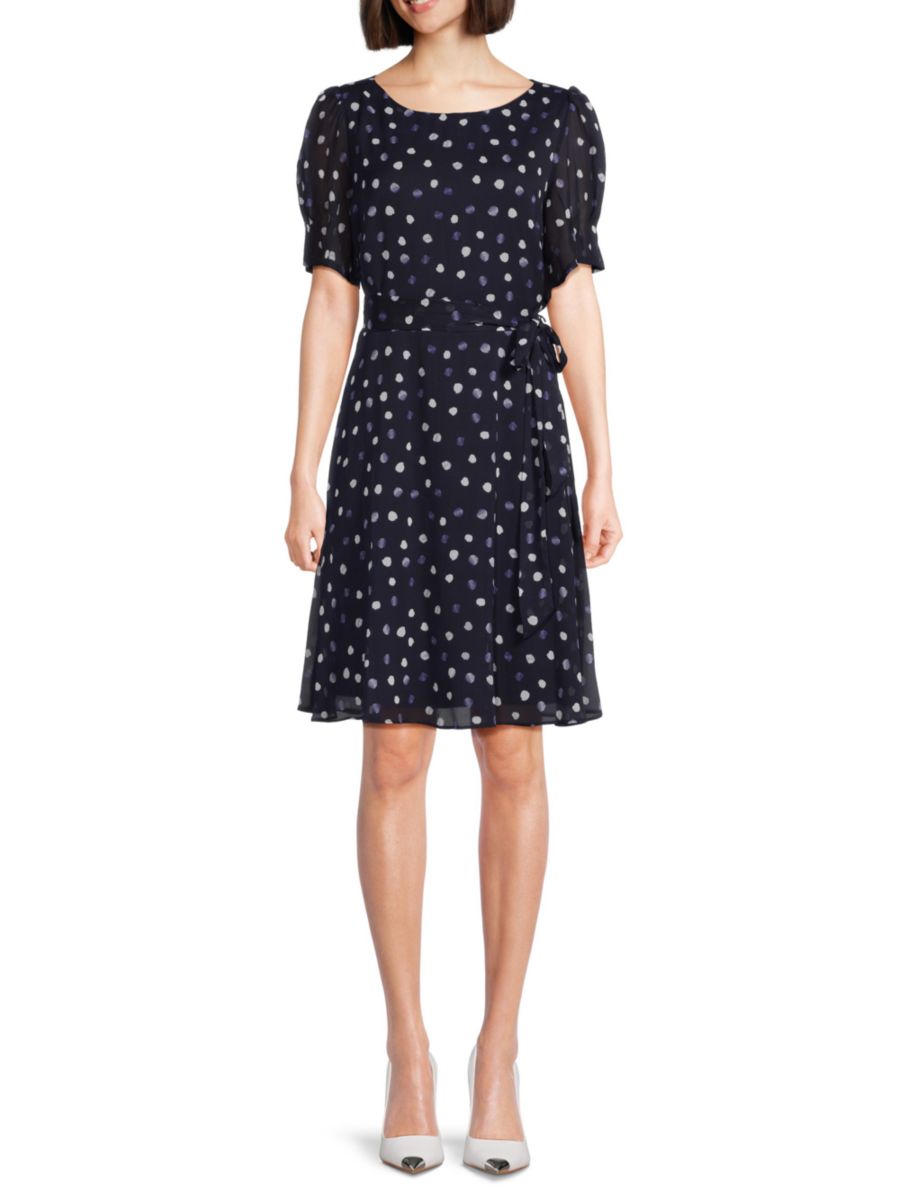 Платье с поясом и принтом в горошек DKNY, темно-синий
Платье с поясом и принтом в горошек DKNY, темно-синий