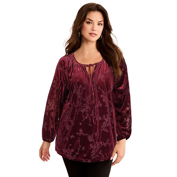 Женская футболка plus size с бархатным эффектом и вырезом на спине Roaman'S, Berry Floral
Женская футболка plus size с бархатным эффектом и вырезом на спине Roaman'S, Berry Floral