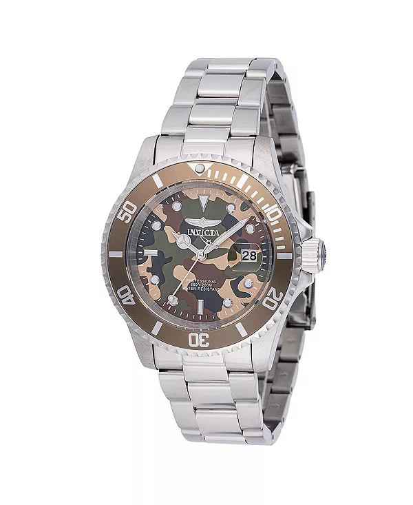 Мужские кварцевые часы Pro Diver 48567 с тремя стрелками, камуфляжным принтом, бежевым и зеленым циферблатом Invicta, silver
Мужские кварцевые часы Pro Diver 48567 с тремя стрелками, камуфляжным принтом, бежевым и зеленым циферблатом Invicta, silver