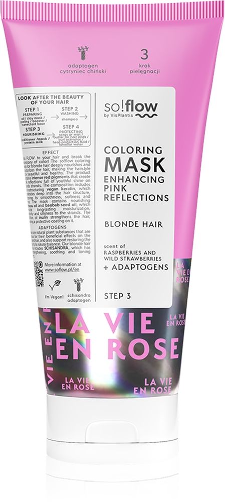 Окрашивающая маска для светлых волос интенсивно восстанавливает связи между волосками. So!Flow, atspalvis pink 200 мл
Окрашивающая маска для светлых волос интенсивно восстанавливает связи между волосками. So!Flow, atspalvis pink 200 мл