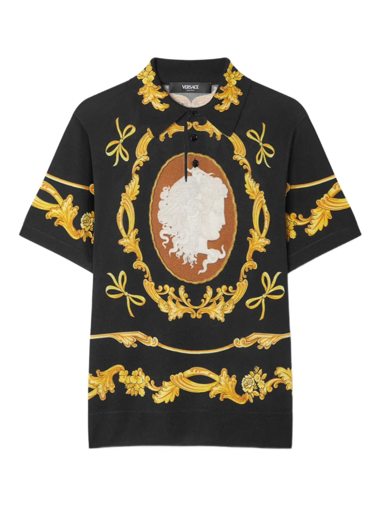 Рубашка поло с изображением Медузы Камеи Versace, черный
Рубашка поло с изображением Медузы Камеи Versace, черный