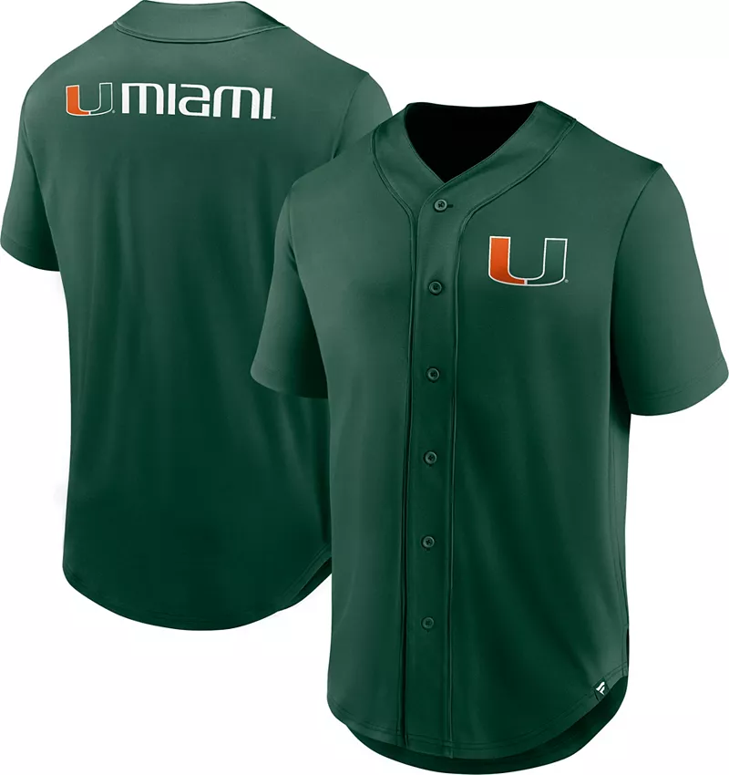 Мужская зеленая модная бейсбольная майка на пуговицах NCAA Miami Hurricanes Fanatics
Мужская зеленая модная бейсбольная майка на пуговицах NCAA Miami Hurricanes Fanatics