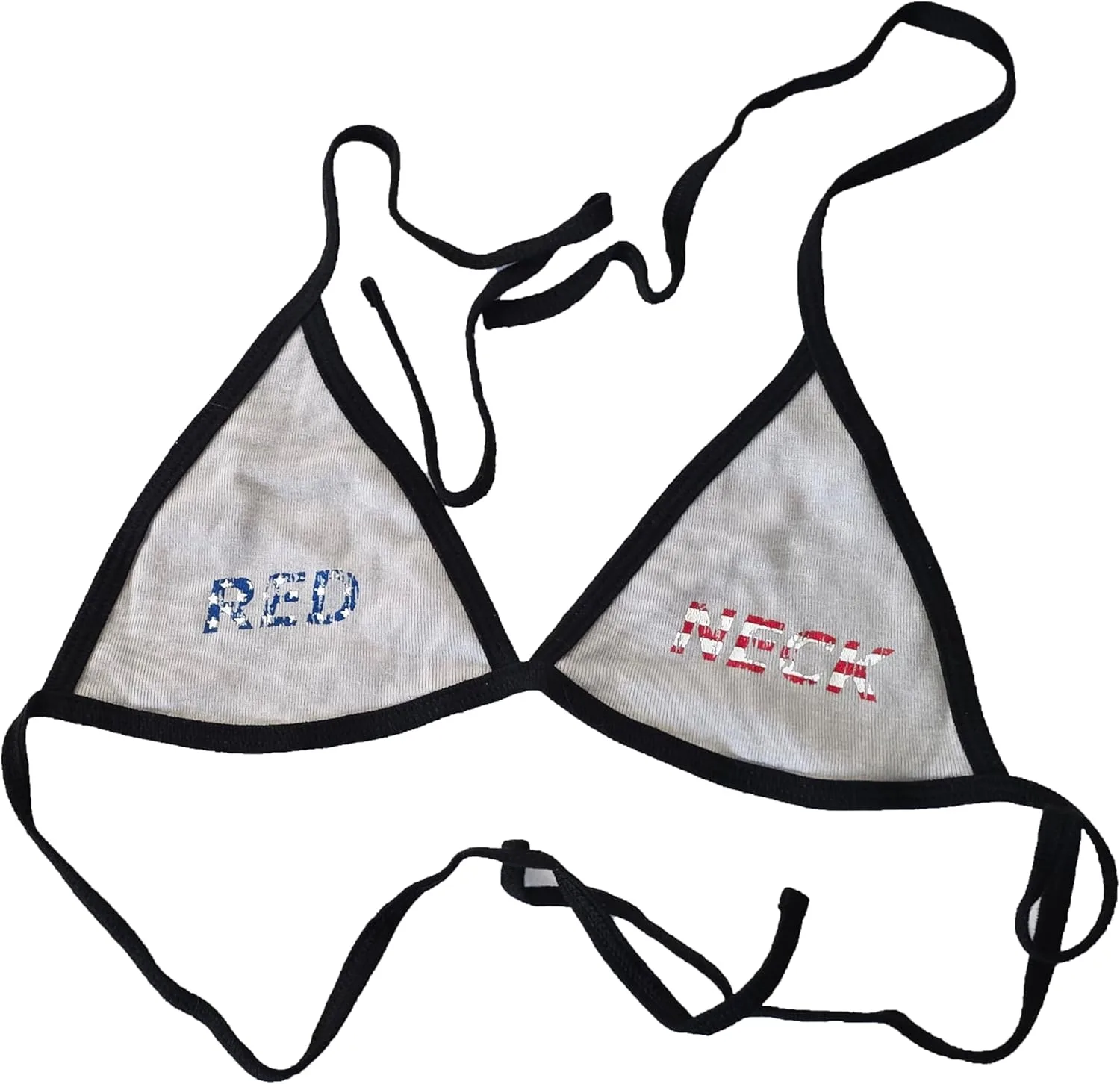 Redneck Bikini Top — 100% Cotton T-Shirt Fabric — Distressed Patriotic Red & Neck Print — Red White & Blue Tie Top
Redneck Bikini Top — 100% Cotton T-Shirt Fabric — Distressed Patriotic Red & Neck Print — Red White & Blue Tie Top
